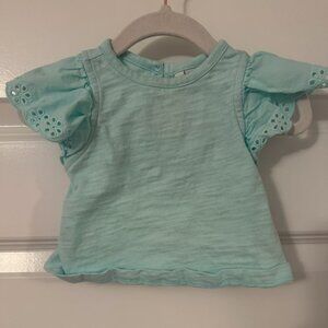 Teal Blue Janie and Jack Eyelet Sleeve Tshirt